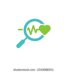 medical examination health with magnifier glass outline flat icon. outline logo search symbol for web design mobile app. line design logo sign. Loupe lens icon isolated on white