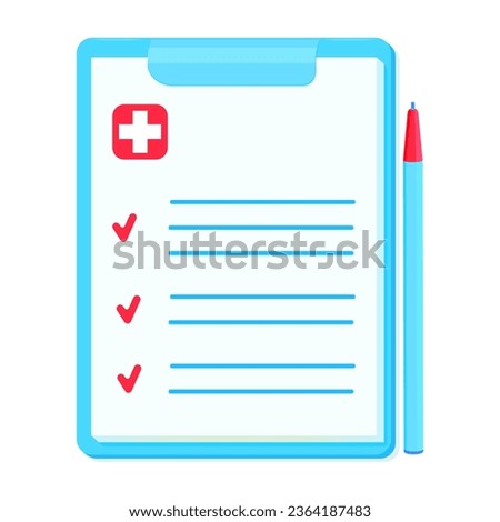 Medical examination questionnaire icon. Vector illustration of doctor's visit list.