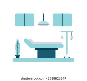 Medical examination room with bed illustration