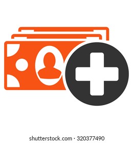 Medical Expences vector icon. Style is bicolor flat symbol, orange and gray colors, rounded angles, white background.