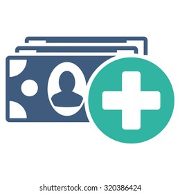 Medical Expences vector icon. Style is bicolor flat symbol, cobalt and cyan colors, rounded angles, white background.