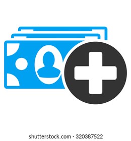 Medical Expences vector icon. Style is bicolor flat symbol, blue and gray colors, rounded angles, white background.
