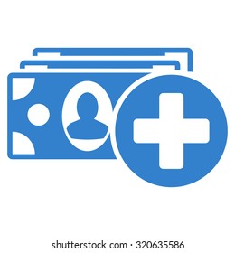 Medical Expences vector icon. Style is flat symbol, cobalt color, rounded angles, white background.