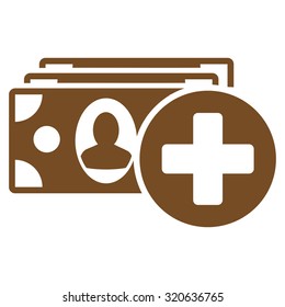 Medical Expences vector icon. Style is flat symbol, brown color, rounded angles, white background.