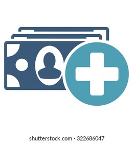 Medical Expences vector icon. Style is bicolor flat symbol, cyan and blue colors, rounded angles, white background.