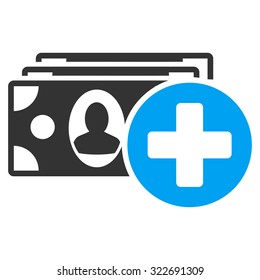 Medical Expences vector icon. Style is bicolor flat symbol, blue and gray colors, rounded angles, white background.