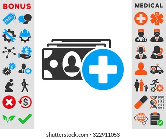 Medical Expences vector icon. Style is bicolor flat symbol, blue and gray colors, rounded angles, white background.