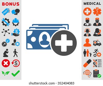 Medical Expences vector icon. Style is bicolor flat symbol, cobalt and gray colors, rounded angles, white background.