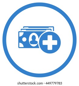 Medical Expences vector icon. Style is flat circled symbol, cobalt color, rounded angles, white background.