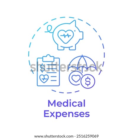 Medical expenses blue gradient concept icon. Illness treatment. Healthcare costs. Treatment fee. Round shape line illustration. Abstract idea. Graphic design. Easy to use in infographic, presentation