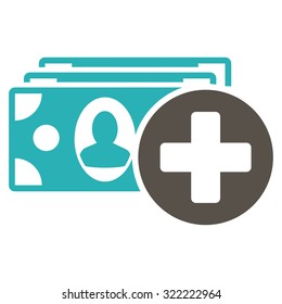 Medical Expenses vector icon. Style is bi-color flat symbol, grey and cyan colors, rounded angles, white background.