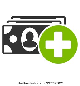 Medical Expenses vector icon. Style is bi-color flat symbol, eco green and gray colors, rounded angles, white background.