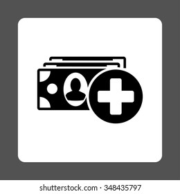 Medical Expenses vector icon. Style is flat rounded square button, black and white colors, gray background.