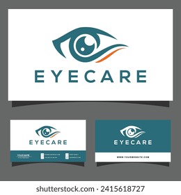 Medical eye care contact lens costume clinic logo design and business card svg