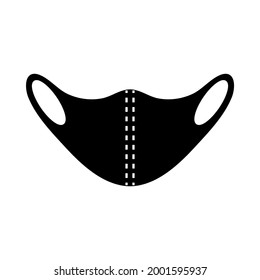 Medical face mask, black icon in flat style. Vector illustration isolated on a white background.