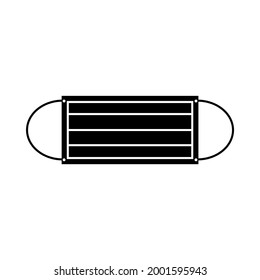 Medical face mask, black icon in flat style. Vector illustration isolated on a white background.
