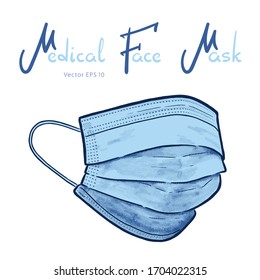 Medical face mask hand drawn vector illustration isolated on background.