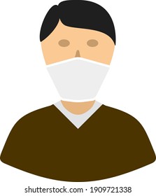 Medical Face Mask Icon. Flat Color Design. Vector Illustration.