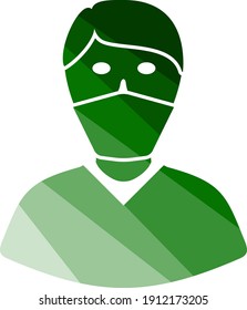 Medical Face Mask Icon. Flat Color Ladder Design. Vector Illustration.