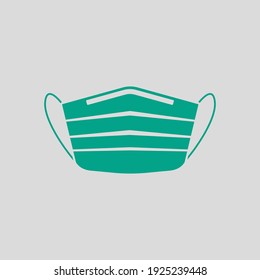 Medical Face Mask Icon. Green on Gray Background. Vector Illustration.