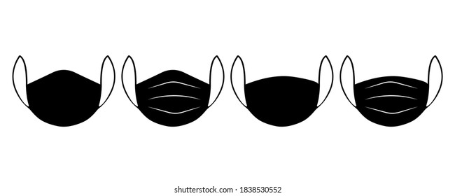 Medical face mask icon set. Medical face mask collection. Set of breathing protective medical respiratory.