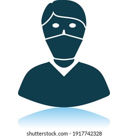 Medical Face Mask Icon. Shadow Reflection Design. Vector Illustration.