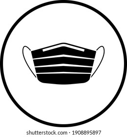 Medical Face Mask Icon. Thin Circle Stencil Design. Vector Illustration.