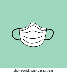 Medical face mask icon vector on a green background