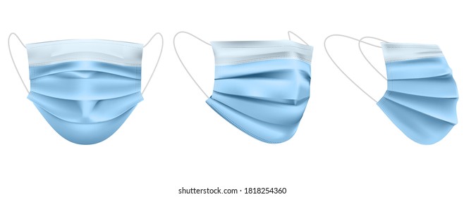 Medical face mask isolated. 3d realistic medical safety mask. Vector illustration.