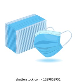 Medical Face Mask as Protection in Covid-19 Pandemic. Realistic Vector Illustration 