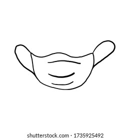 Medical face mask, protection and fight against the virus, medical care. Doodle style.