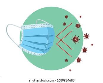 Ilustración del vector de protección de máscara médica. Protección contra virus. Manténgase protegido.