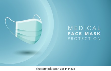 Medical face mask protection from Virus isolated on blue background
