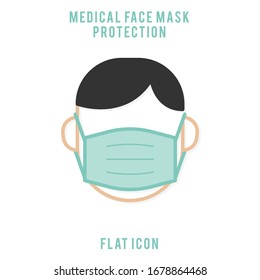 medical face mask protection. wear mask protection. flat icon design