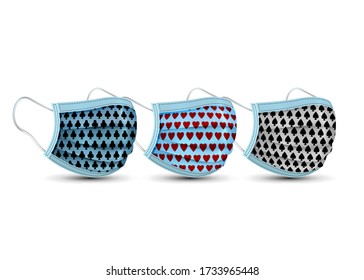 Medical face mask , Safety surgical mask , Colorful fashion Cotton mask for Corona virus, polka dots fabric pattern. Dust Protection for Hospital or pollution protect gear. Vector isolated on white