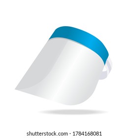Medical face mask or shield. Transparent plastic helmet. Coronavirus quarantine concept. Protective measures for flu. Virus outbreak prevention and pollution protection, vector