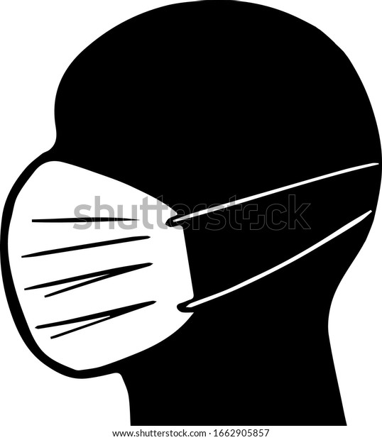 Medical Face Mask Silhouette Vector Drawing Stock Vector Royalty