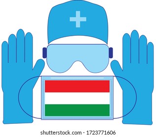 medical face mask, sterile gloves, protection from the coronavirus in the period of epidemic and pandemic, Hungary