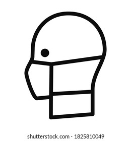 Ilustración vectorial de estilo plano de la máscara médica enmascaramiento de la cara icono de ppe aislado en fondo blanco
