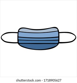 Medical face mask. Vector illustration. Personal protective equipment against coronavirus infection COVID-19 blue. Product on an isolated white background. Idea for educational literature. Medical.
