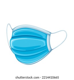 Medical face mask vector illustration. Cartoon isolated blue equipment with breathing cover, surgical mask to protect hospital medics, doctors and patients from air pollution by dust and viruses
