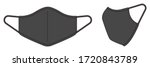 Medical face mask vector template illustration  / charcoal, dark gray