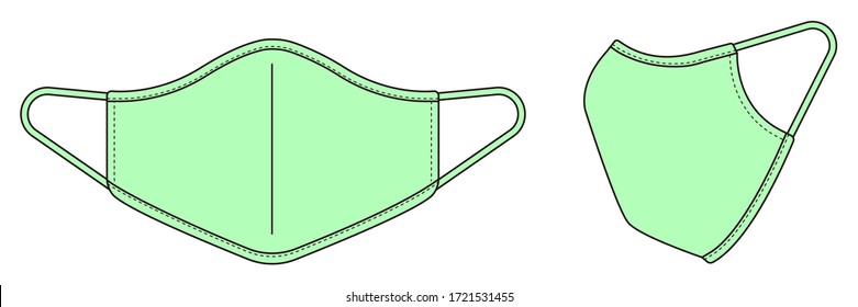 Medical face mask vector template illustration / green