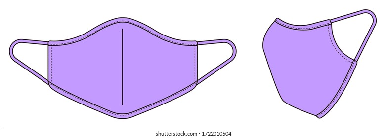 Medical face mask vector template illustration / purple