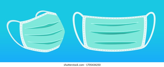 medical face mask,N95 mask,Corona protection, Front side vector flat design