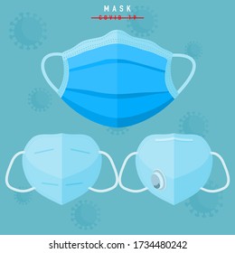Medical face masks. Corona virus protection. Vector illustration 