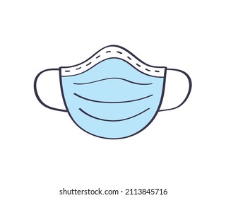 Medical face protective mask vector icon, COVID-19 pandemic protection.