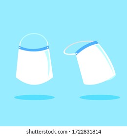 Medical face shield front and side isolated background .Pandemic covid-19 virus and coronavirus quarantine concept ,vector illustration, flat design.