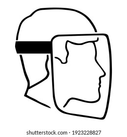 Medical face shield. Mask for protection. Coronavirus quarantine concept. Design vector symbol illustration.