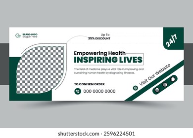 Medical Facebook Banner Design Template; Medical Banner, Digital Page, Doctors Facebook Profile; Minimal and Elegant Design template